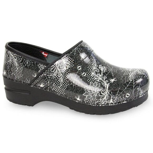 Sanita Koi Corinth Clogs Shoes Black Halloween Spider Spooky RARE 42 US 10.5 11 - Picture 2 of 7
